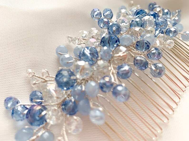 hair accessory wedding hair piece wedding hair comb blue hair comb Bridal headpiece Bridal hair comb