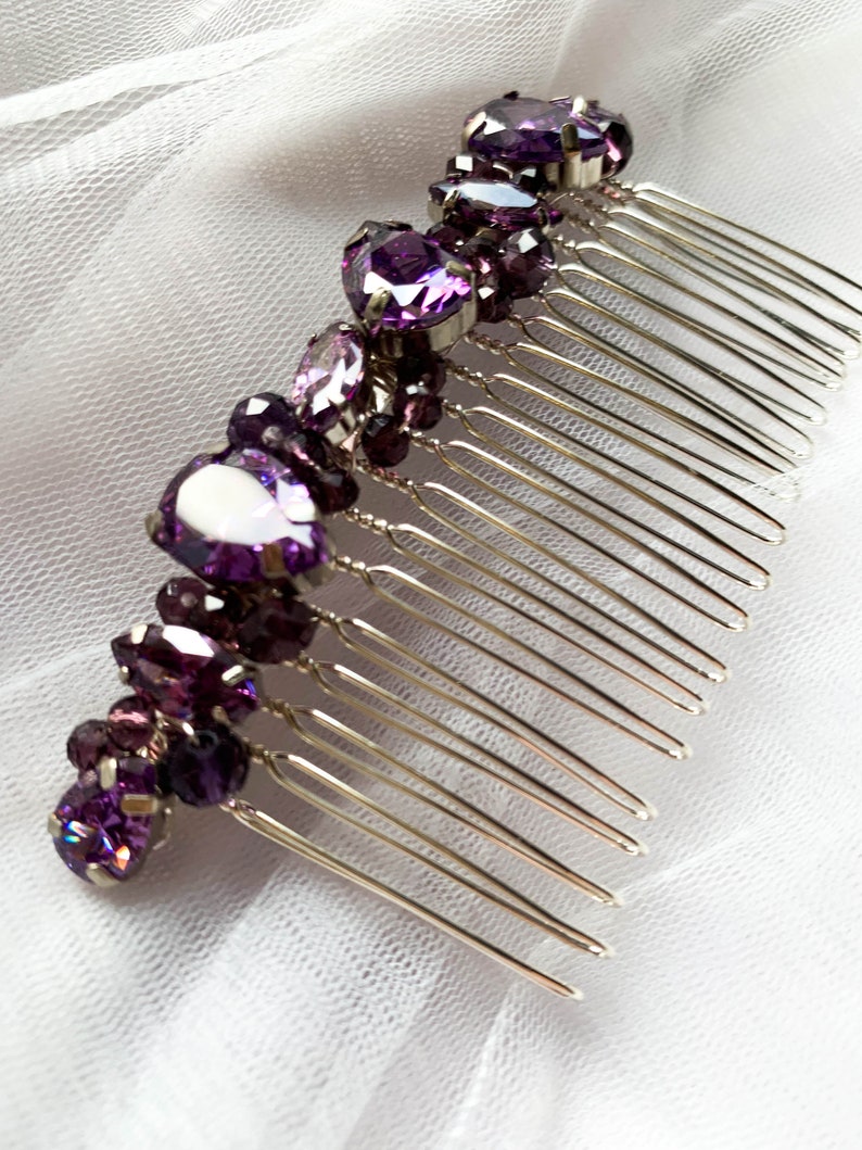 Deep Purple Barrette Purple Crystal Hair Comb Bridal Crystal Etsy