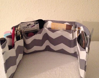 Chevron Gray Design  ( 2-Sided Purse Organizer Insert 23" Long )