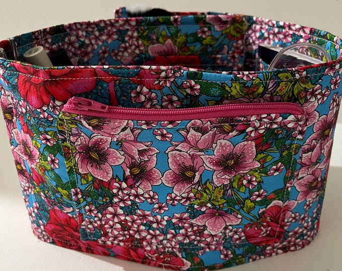 Beautiful Purse Organizer- Purse Insert-Tote Bag-Handbag- Floral ,Rose/   29" Long