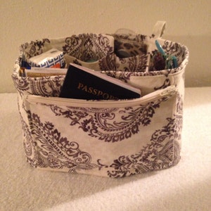 Gray Damask Purse Organizer Insert /   23&quot; Long