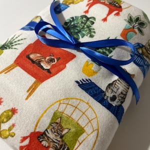 Beautiful Flannel Catnip Cat Floral Mat-Blanket- Sleep Mat- Warm Sleep Pad