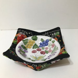 Microwave Bowl Cozy// Vegetable Print Bowl Cozy