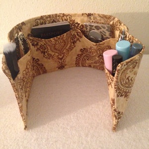 Brown Damask Purse Organizer Insert /  23&quot; Long