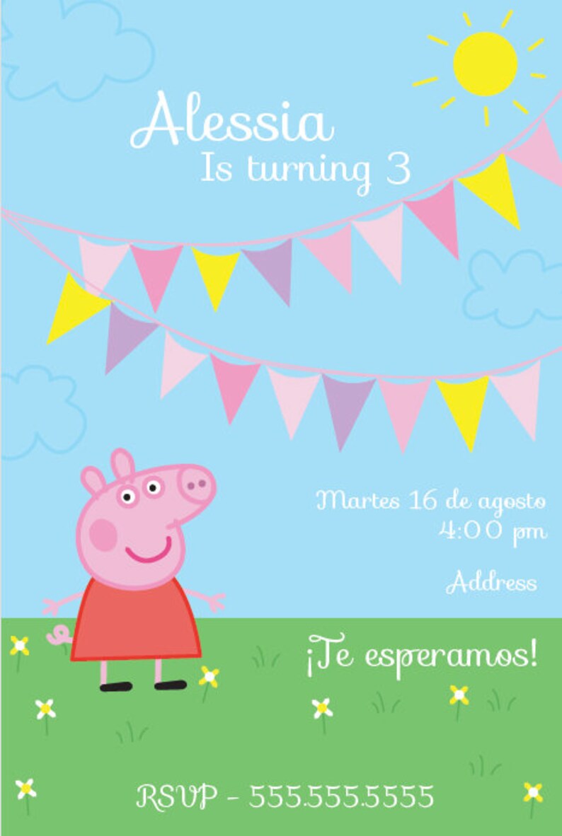 Peppa Pig Party Invitation Etsy
