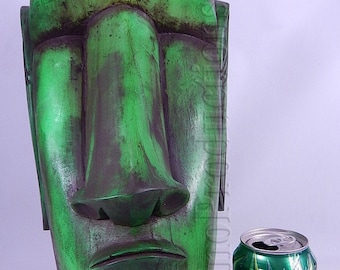 GREEN Moai hanging lamp Tiki room bar light lava light neon easter island statue island head Moai head lantern mug Tiki Head electric light