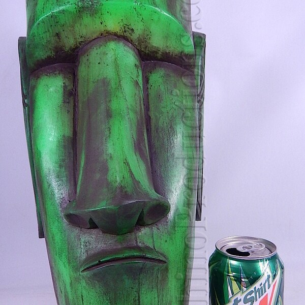 VERDE Moai lámpara colgante Tiki habitación bar luz lava luz neón isla de pascua estatua isla cabeza Moai cabeza linterna taza Tiki Cabeza luz eléctrica