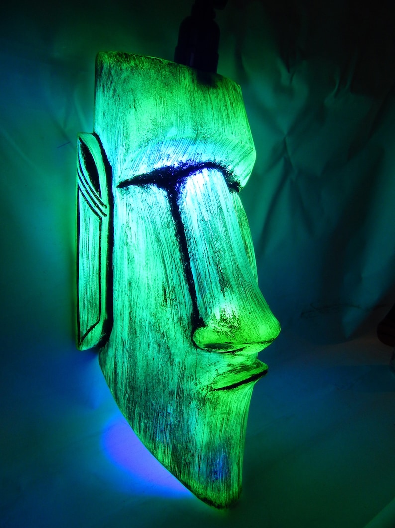 YELLOW Moai hanging lamp Tiki room bar light lava light neon Etsy