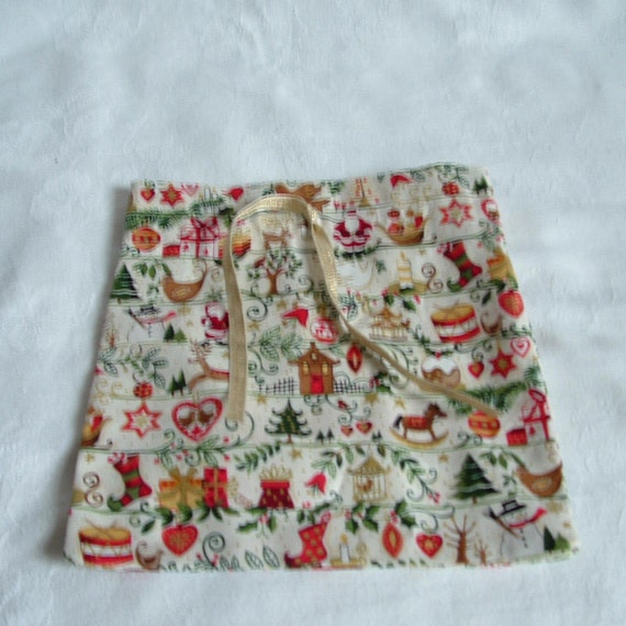 Large Fabric Drawstring Gift Bag Christmas motif Etsy