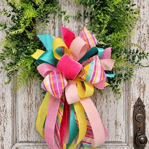 Bow Spring Pastel Door Bow – Handmade Easter & Summer Wreath Bow