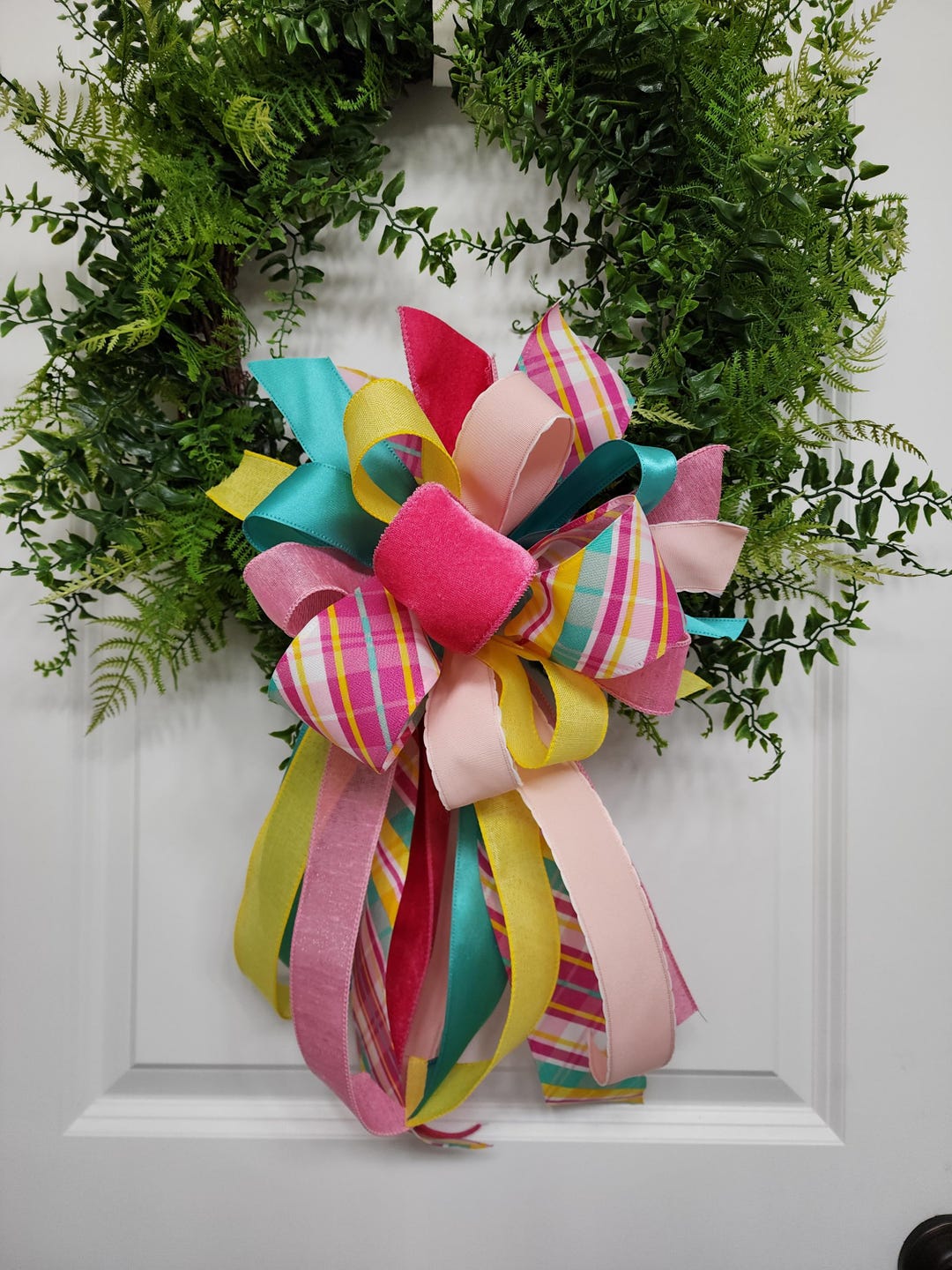 Bow Spring Pastel Door Bow – Handmade Easter & Summer Wreath Bow - Etsy