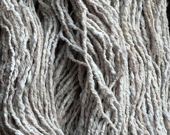 Handspun cotton/wool/banana fiber blend yarn chunky weight. 107 yards
