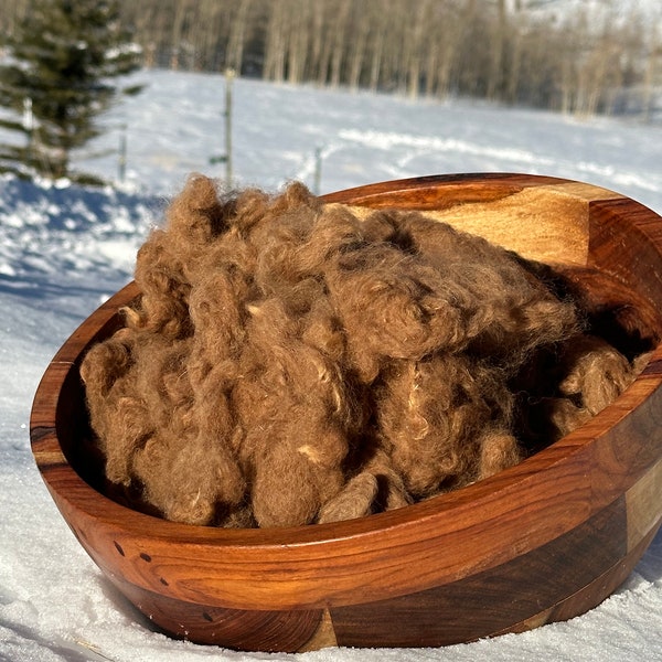 4 Oz Huacaya Alpaca *WASHED* fleece brown