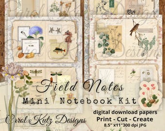 Junkjournaal, veldnotities, dagboekpakket, klein dagboekpakket, Carol Kutz Designs