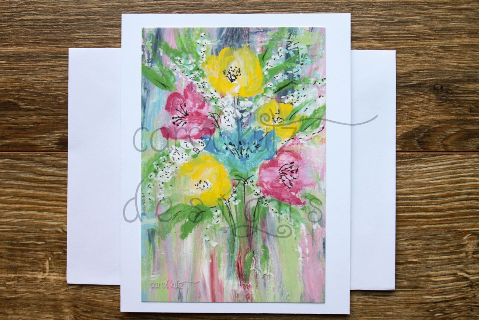 Flower Bouquet Blank Greeting Card With Envelope / Print of My | Etsy