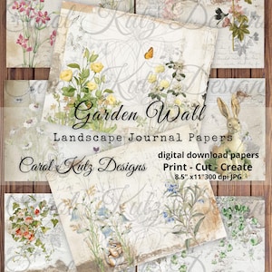 Junk Journal, Garten Wand, Landschaft Journal Papiere, digitaler Download, Sofort Download, bedruckbar, Carol Kutz Designs