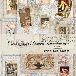 Junk Journal, Kit, Forever Friends set 2, liggend dagboekpapier, digitale download, Instant Download, Afdrukbaar, Carol Kutz Designs