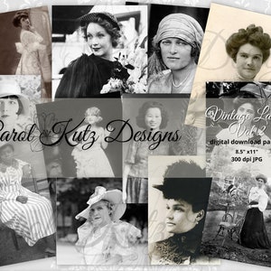 Junk Journal, Vintage Ladies Vol 2, Vintage Photos, Digital Download, Printable Papers, Women Photos,  Ephemera, Carol Kutz Designs