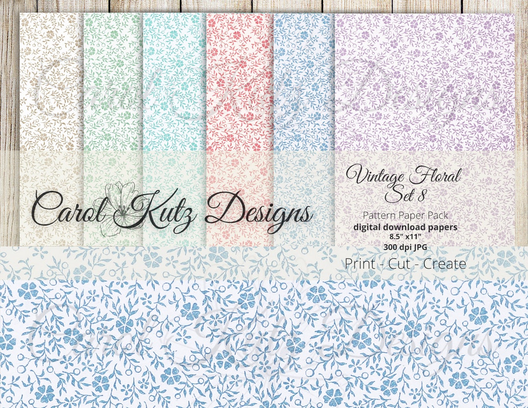 Floral Pattern Paper Set: #8 Scrapbook & Junk Journal (digital Download ...
