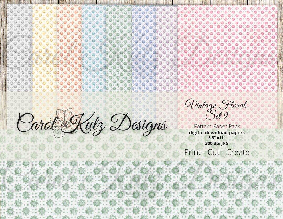 Floral Pattern Paper Set: #9 Scrapbook & Junk Journal (digital Download ...
