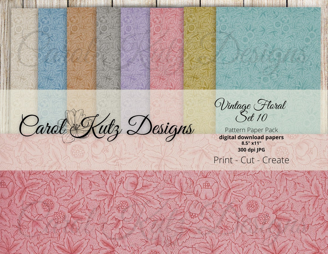 Floral Pattern Paper Set: #10 Scrapbook & Junk Journal (digital ...