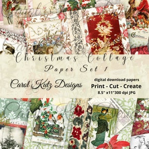 Junk Journal, collage di carta natalizia, Natale, download digitale, download immediato, stampabile, carta creativa, Carol Kutz Designs