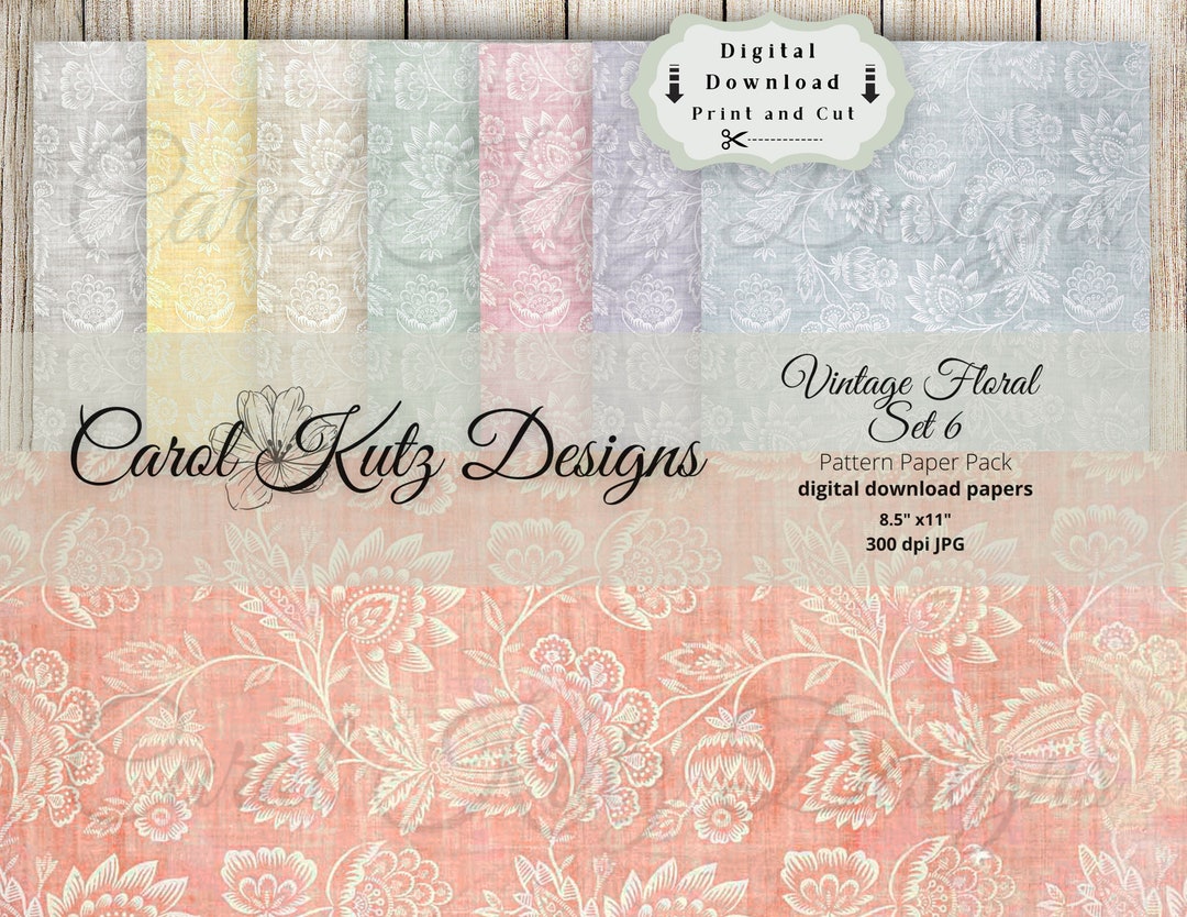 Floral Pattern Paper Set: #6 Scrapbook & Junk Journal (digital Download ...