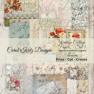 Junk Journal, Vintage Collage Papers Set 1, Digital Download, Printable, Vintage, Tear Sheets, Creative Papers,  Carol Kutz Designs