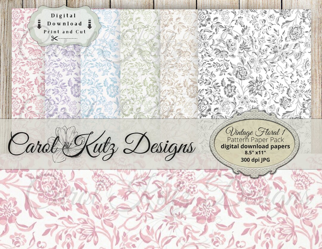 Floral Pattern Paper Set: #1 Scrapbook & Junk Journal (digital Download ...