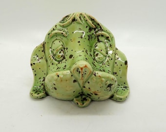 Vintage Arners Green Speckled Dog Eye Glasses Holder, Droopy Eyed Puppy, MCM, Kitschy