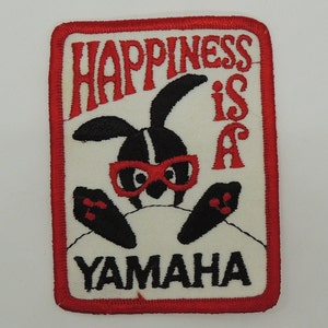 Vintage Snowmobile Patch, Happiness is a Yamaha, Embroidered Patch