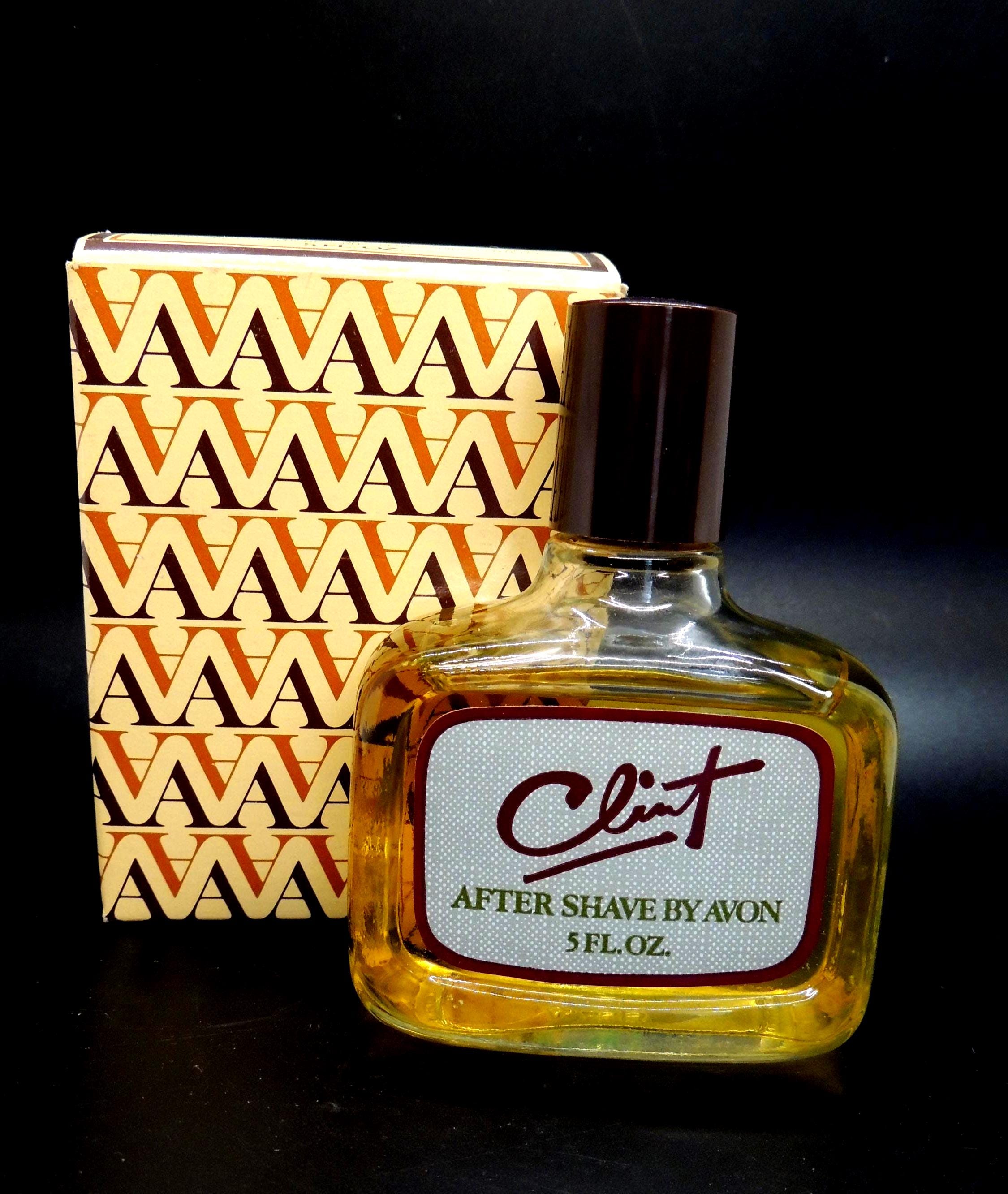 Vintage Clint After Shave For Men By Avon in Original Geometric Patterned Box