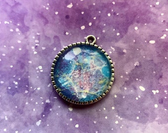 Galaxy Pendant, Purple and Blue Nebula, Multi-Color Galaxy Necklace, Space Jewelry.