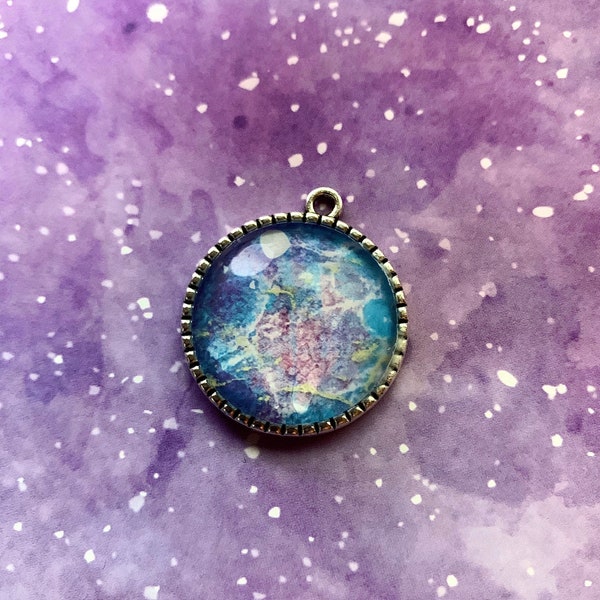 Galaxy Pendant, Purple and Blue Nebula, Multi-Color Galaxy Necklace, Space Jewelry.