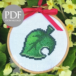 Leaf Logo Cross Stitch Pattern (PDF Download)