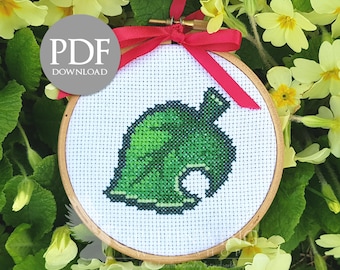 Leaf Logo Cross Stitch Pattern (PDF Download)