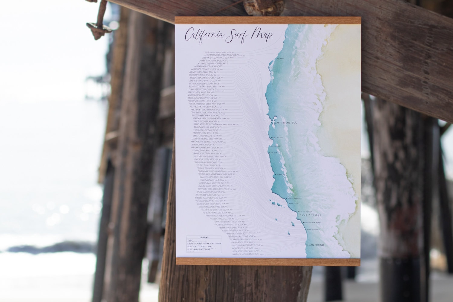 California Surf Map Wall Art