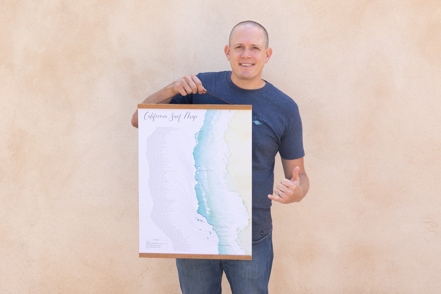 California Surf Map Surfing Spots Wall Art 18x24 Poster Print Surfers