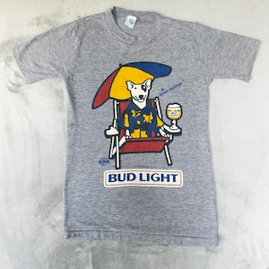 Vintage 1987 Spuds MacKenzie Bud Light T Shirt Artex Gray Tri-Blend Small USA