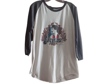 VTG 1980 Santana T-shirt Mens L Raglan Sleeve Tour Merch Rock Unisex
