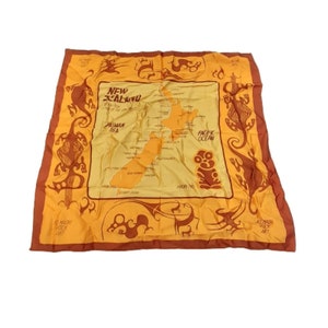 Souvenir Scarf Nueva Zelanda Mapa Maori Tiki Rock Art Ubicación Lugares de interés 27" Cuadrado