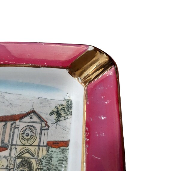 ヴィンテージ イタリア お土産磁器灰皿 Abbazia Di Fossanova