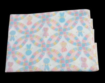 VTG Sewing Fabric Sunbonnet Sue Overall Sam Pastel Wedding Ring Quilt Design 1yd