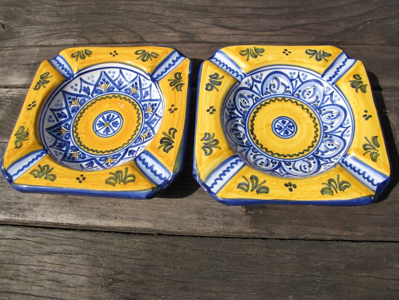 Santa Barbara Spanish Pottery Art Ashtrays de la cal barreira puente 1973 Trinket Dish