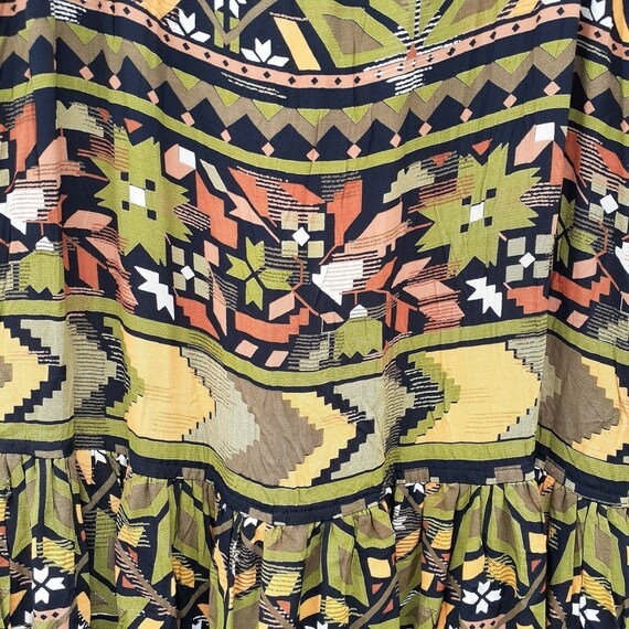 abs by allen schwartz bohemian style sleeveless maxi dress VTG Maxi Dress A.B.S. by Allen Schwartz Drop Waist Green Boho Print 6 USA