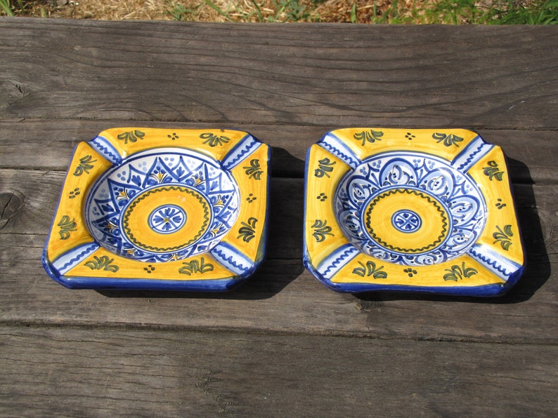 Santa Barbara Spanish Pottery Art Ashtrays de la cal barreira puente 1973 Trinket Dish