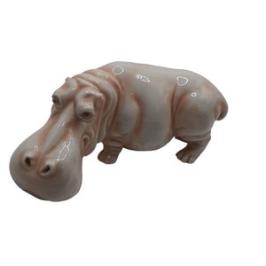 Poterie italienne émaillée numérotée signée hippopotame animal mammifère africain semi-aquatique