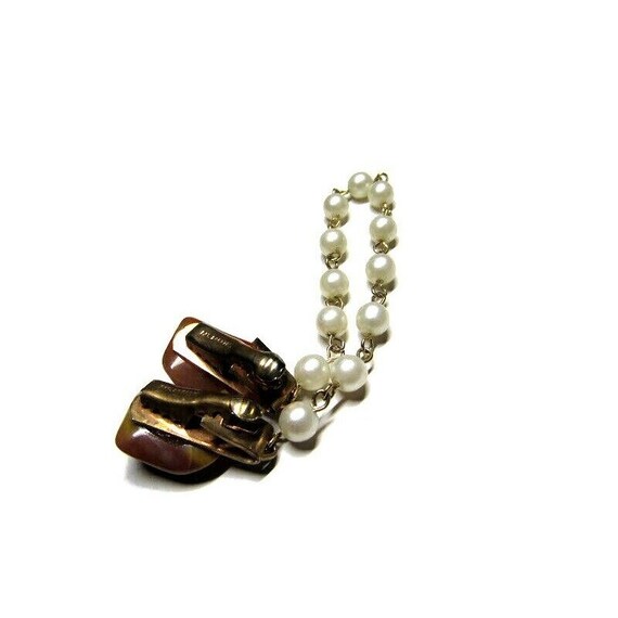 1950s Sweater Clip Polished Stone Brown Agate Gol… - image 4