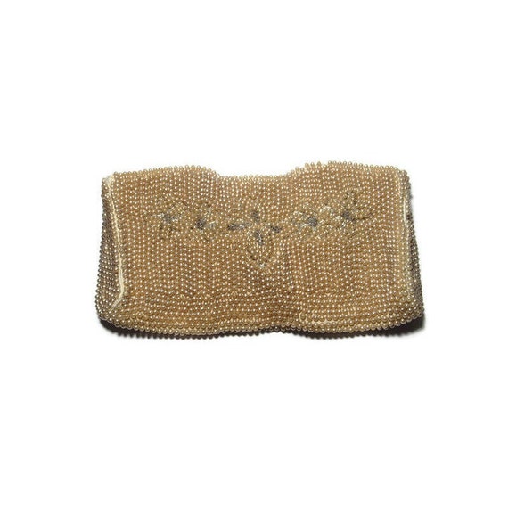 VTG Faux Pearl Beaded Floral Small Evening Clutch 