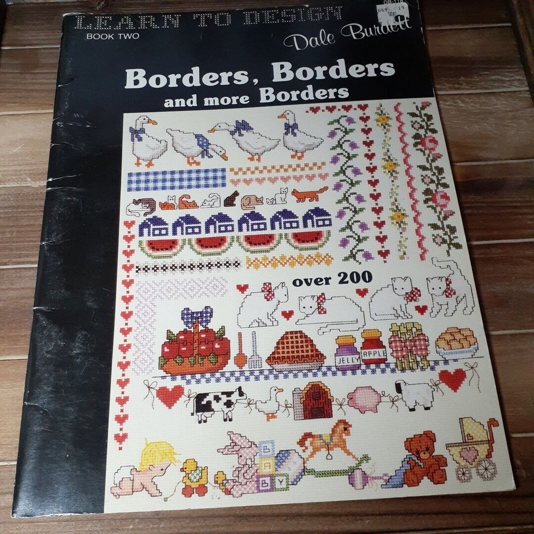 Cross Stitch Book of Borders by Dale Burdett Cats Kitchen Baby Geese